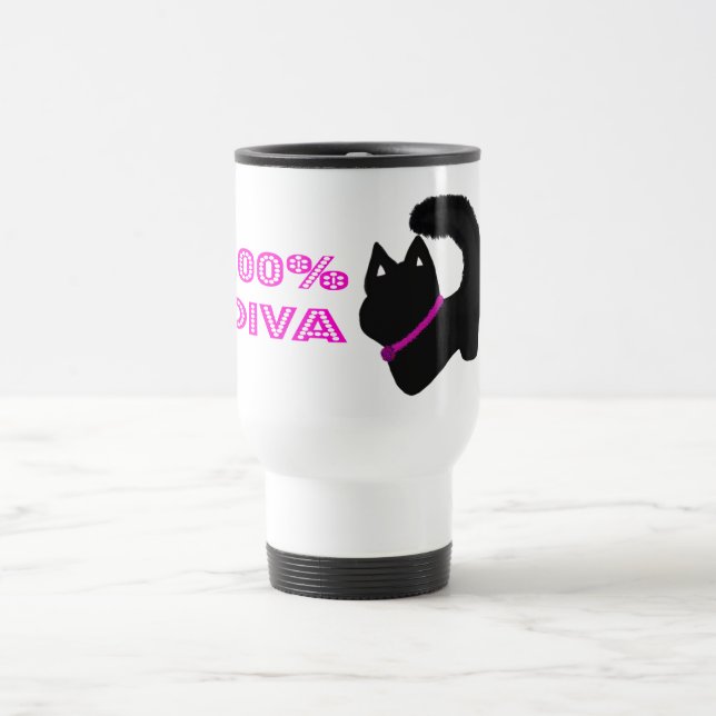 Diva-Katze mit Glanz Reisebecher (Mittel)