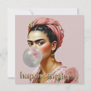 Diva mit Blumenschal blühendem Kaugummi Karte