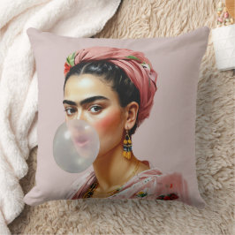 Diva mit Blumenschal blühendem Kaugummi Kissen