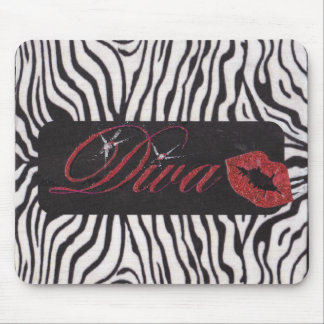 Diva mit Schwarzweiss-Zebradruck Mousepad