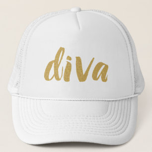 Diva Modern Glitzer Text Design Truckerkappe