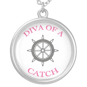 "Diva of a Catch" Nautical Necklace Versilberte Kette