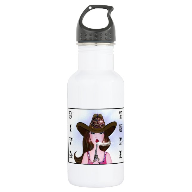 "Diva+of+a Cowgirl" Trinkflasche (Vorderseite)
