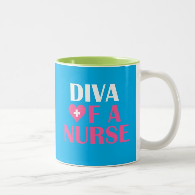 "DIVA OF A NURSE" Zwei-Tonen-KAFFEE-TASSE Zweifarbige Tasse (Rechts)