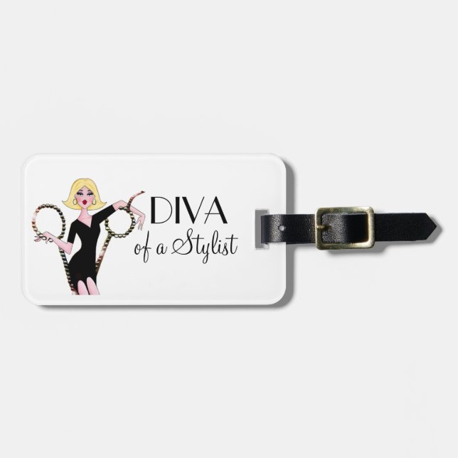 "Diva of a Stylist" Gepäckanhänger (Vorderseite horizontal)
