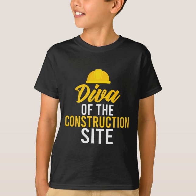 Diva Of The Construction Site Funny Construction W T-Shirt (Vorderseite)