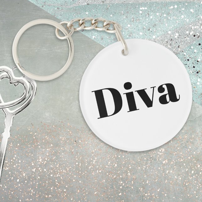 Diva Opera Singer Music Themed Musician Novelty Schlüsselanhänger (A novelty black and white keyring with amusing 'Diva' caption)