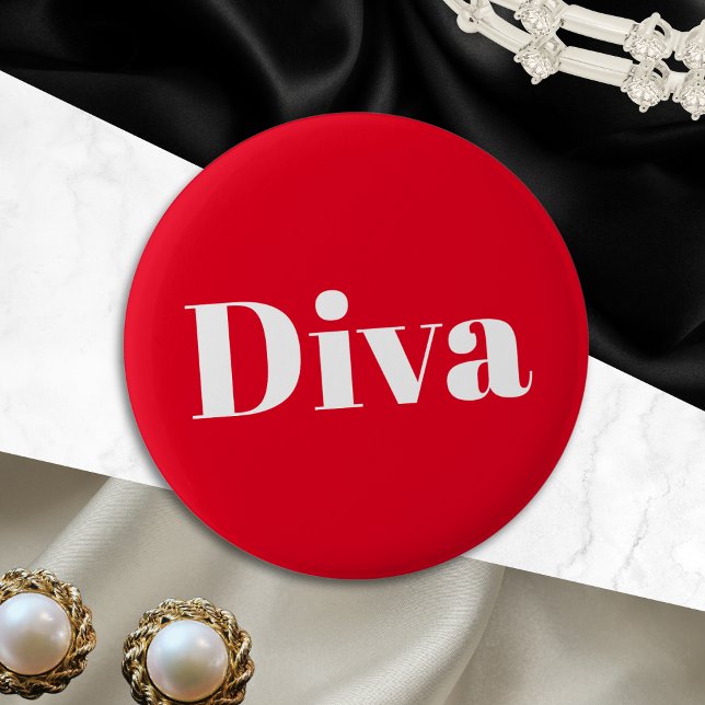 Diva Opera Singer Musiker Performer Musik Thema Button (A red pin button badge with the word 'Diva' in simple white lettering. An ideal novelty gift)
