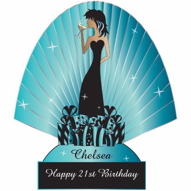 Diva-Party-Mädchen Freistehende Fotoskulptur (Vorne)