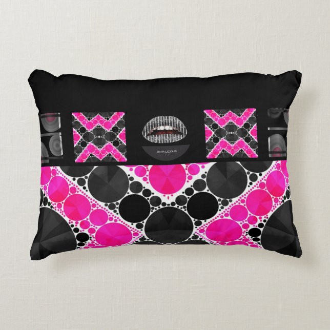 Diva-Pink-Lippen Bling Dekokissen (Vorderseite)
