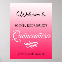 Diva Pink Quinceañera 15. Geburtstag Willkommen