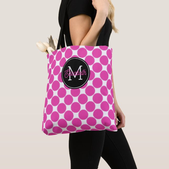 Diva Pink und weiße Polka-Punkte mit schwarzer Mon (Von Nahem)