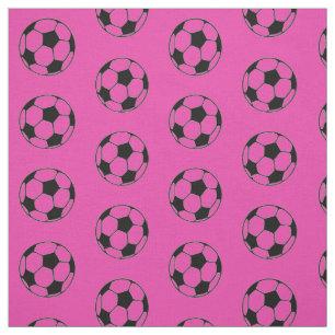 Diva-rosa und schwarze Fußbälle Stoff
