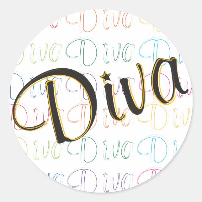 Diva Round Sticker (Vorderseite)