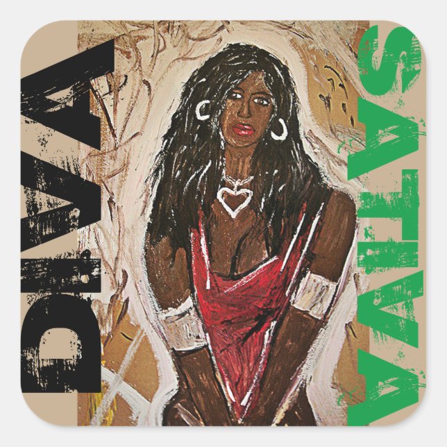 DIVA SATIVA QUADRATISCHER AUFKLEBER (Vorderseite)