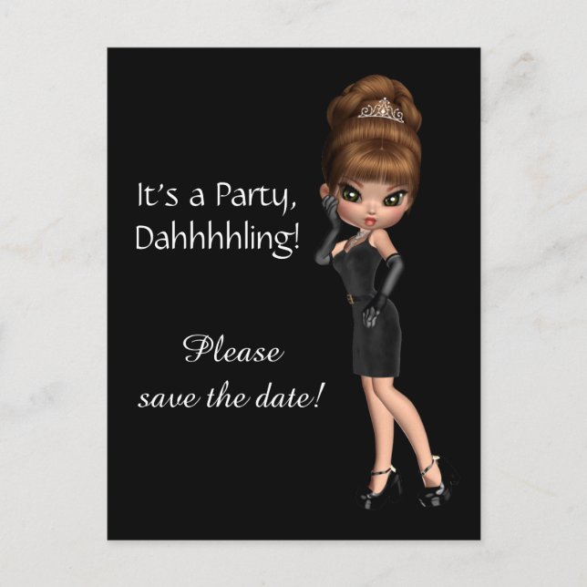 Diva Save the Date Ankündigungspostkarte (Vorderseite)