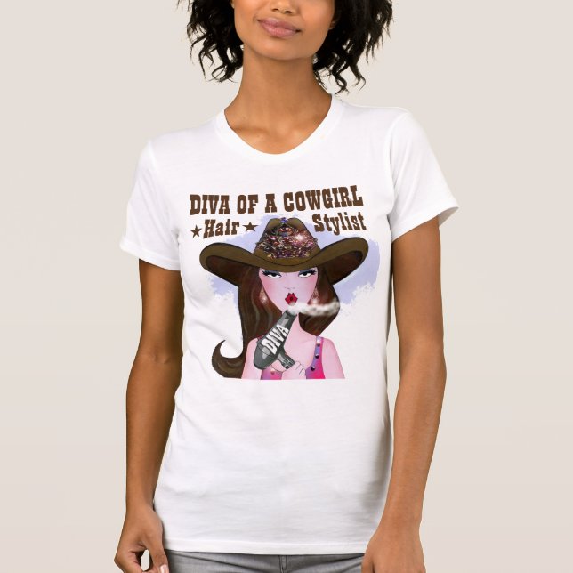 Diva von einer Cowgirl "Hair Stylist" T-Shirt (Vorderseite)