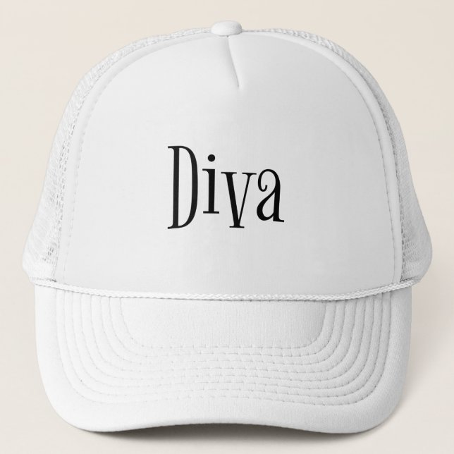 Diva Whimsical Typografy Truckerkappe (Vorderseite)