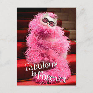Diva White Cat Wrackte in Pink Boa auf Red Teppich Postkarte