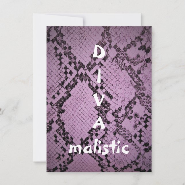 DIVAmalistische Lila Snakeskin Print Flat Card (Vorderseite)