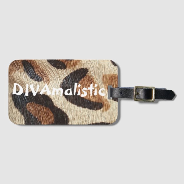 DIVAmalistischer Leopard Print Luggage Tag Gepäckanhänger (Vorderseite (Horizontal))