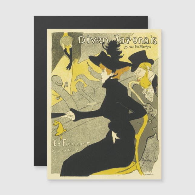 Divan Japonaise Vintage französische Werbung Magneteinladung (Vorne/Hinten)