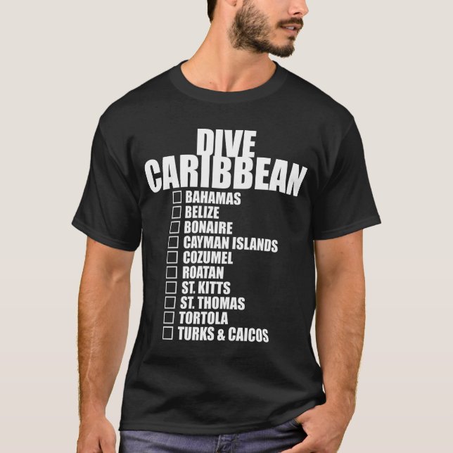 Dive Caribbean Island Diver Checklist Scuba Diving T-Shirt (Vorderseite)