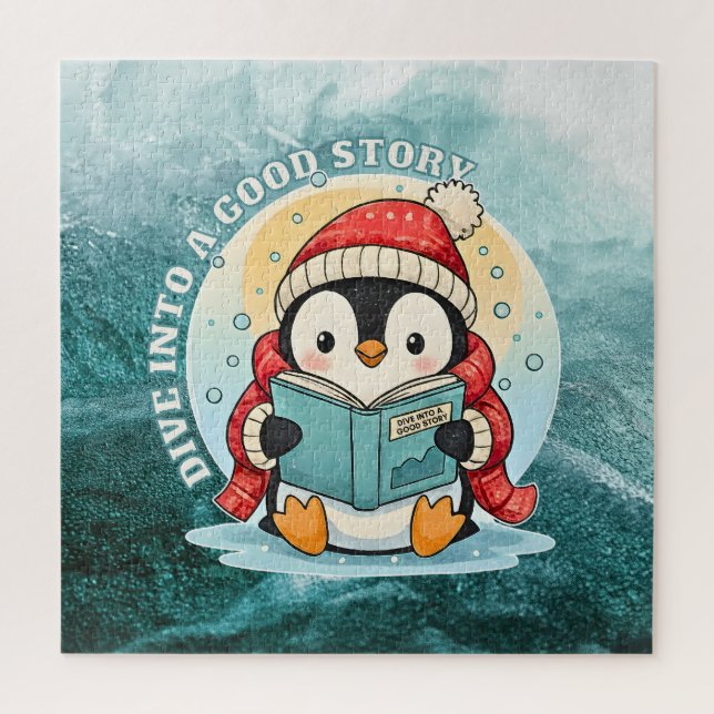 Dive Into A Good Story Penguin Metal Art Puzzle (Vertikal)