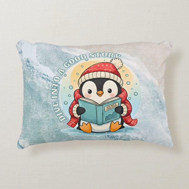 Dive Into A Good Story Reading Penguin Pillow Dekokissen (Vorderseite)