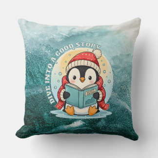 Dive Into A Good Story Reading Penguin Pillow Kissen