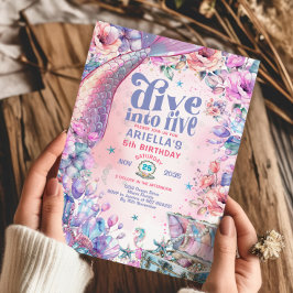 Dive into Five Flower Glitter Mermaid Tail  Einladung
