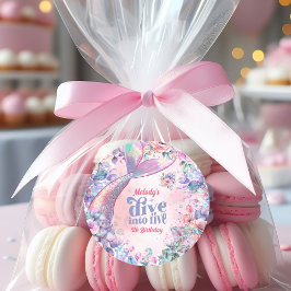 Dive into Five Flower Glitter Mermaid Tail  Runder Aufkleber