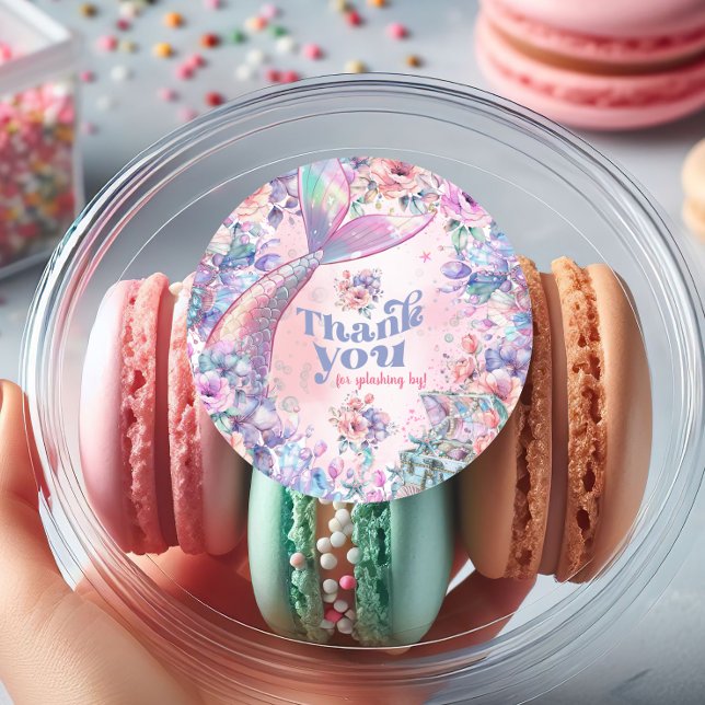 Dive into Five Flower Glitter Mermaid Thank you Runder Aufkleber (Von Creator hochgeladen)