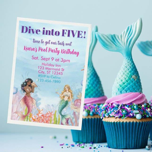 Dive into Five, Mermaid Birthday Einladung (Von Creator hochgeladen)
