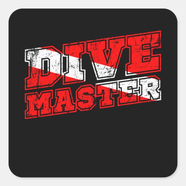 Dive Master Dive Instructor Diver Down Flag Scuba Quadratischer Aufkleber (Vorderseite)