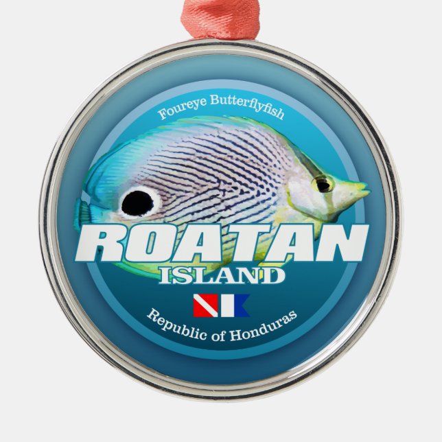 Dive Roatan Island (DD2) Ornament Aus Metall (Vorne)