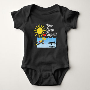 Dive Sleep Repeat Design - Baby Jersey Bodysuit Strampler