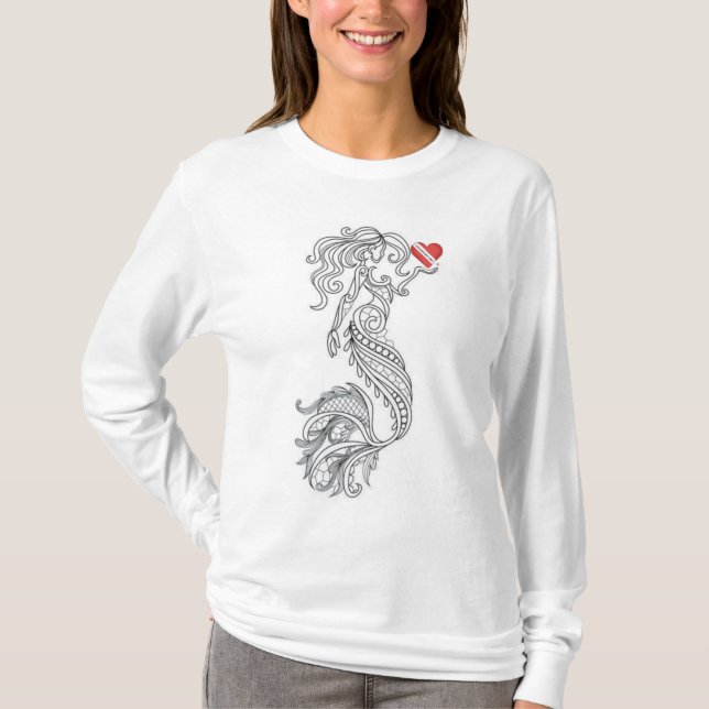 Diveheart Mermaid Frauen-Langschläfer-T - Shirt (Vorderseite)