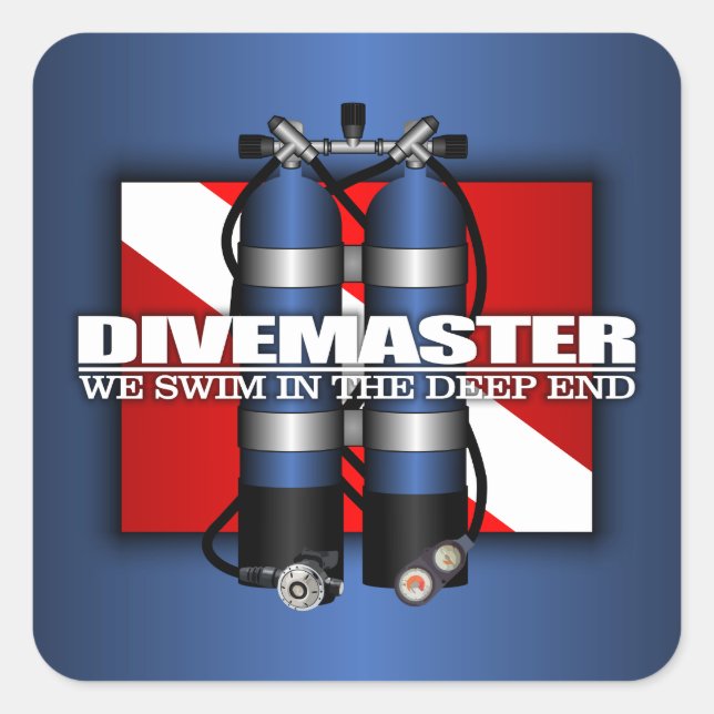 Divemaster (Scuba Tanks) Quadratischer Aufkleber (Vorderseite)