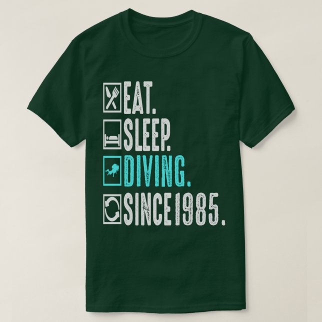 Diver isst Sleep Diving Wiederholung seit 1985 Ges T-Shirt (Design vorne)