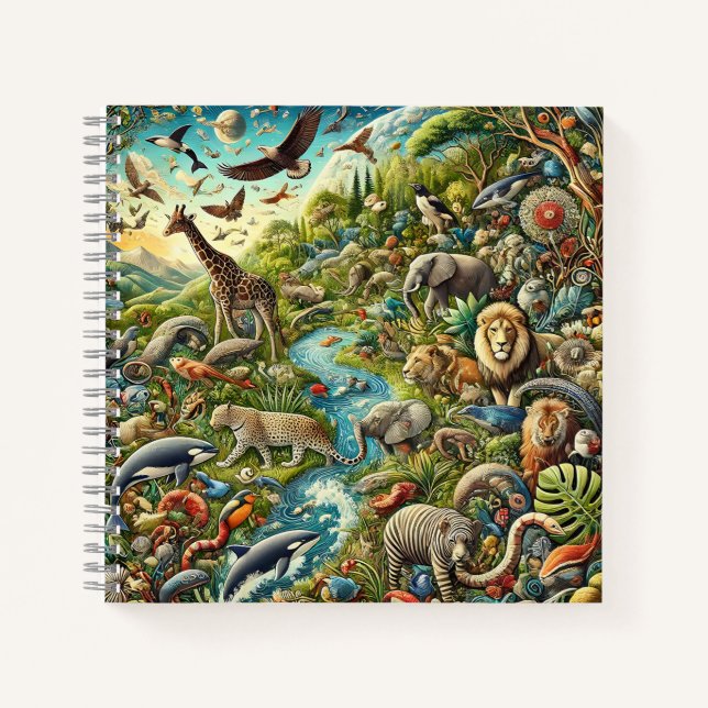 Diverse Animals & Lush Ecosystem Design Notizbuch (Vorderseite)