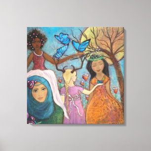 Diverse Frauen Whimsistische Kunst Leinwanddruck