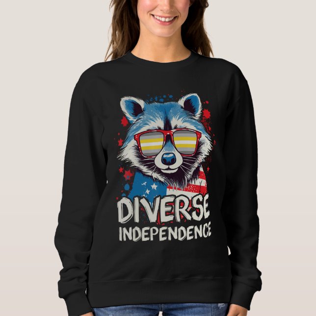 Diverse Independence  Raccoon Demigender Sunglasse Sweatshirt (Vorderseite)