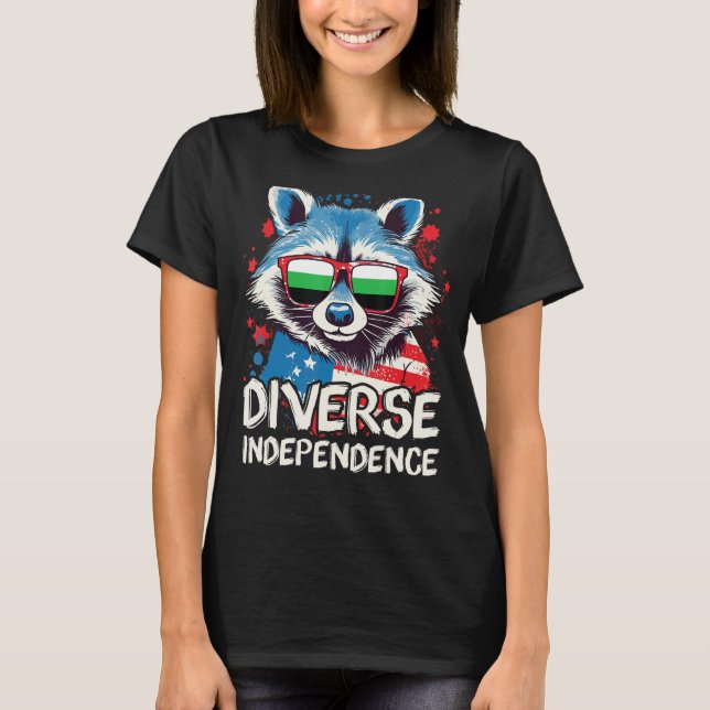 Diverse Independence  Raccoon Neutrois Sunglasses  T-Shirt (Vorderseite)