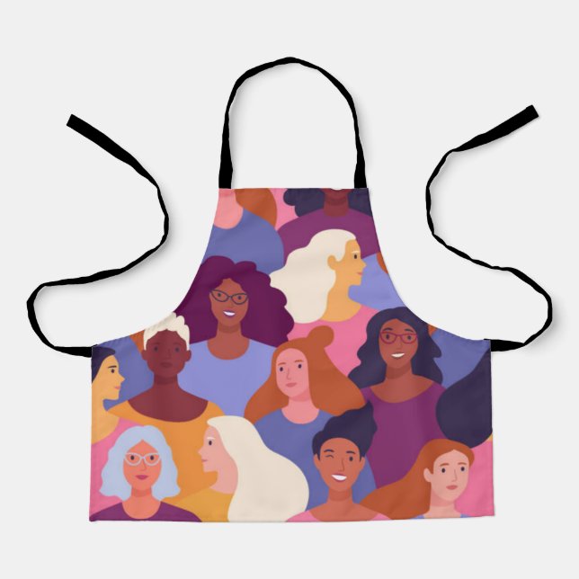 Diverse Mädchen Nahtloses Muster Design Schürze (Vorderseite)