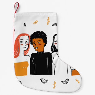 Diverse Mädchen, verschiedene Nationalitäten zusam Kleiner Weihnachtsstrumpf