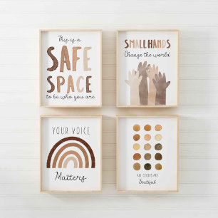 Diversity Class Room Wall Art Set 4 Print