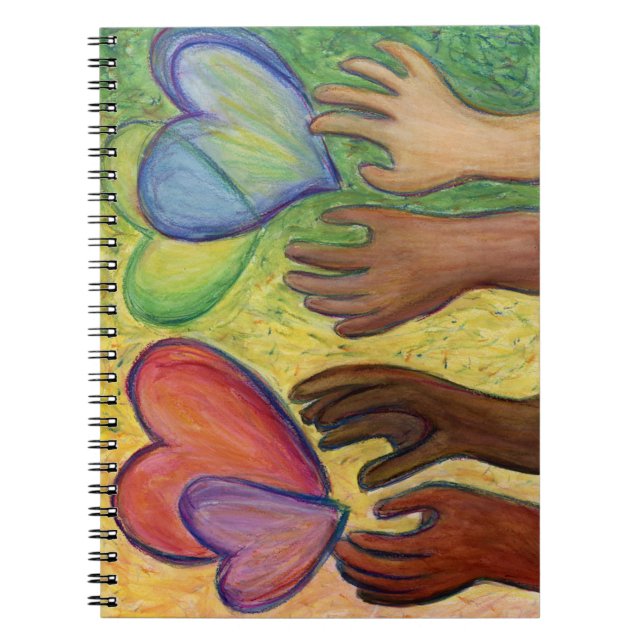 Diversity Hearts Hands Liebe Art Journal Notizblock (Vorderseite)