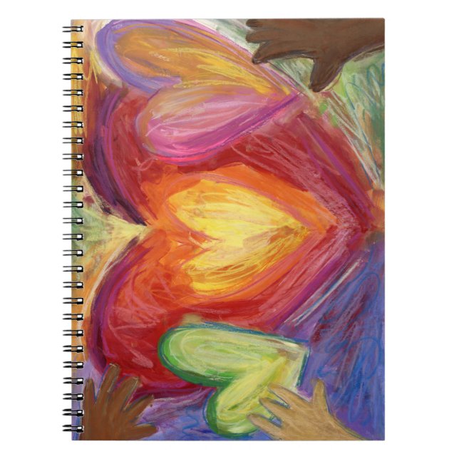 Diversity Hearts Hands Liebe Art Journal Notizblock (Vorderseite)