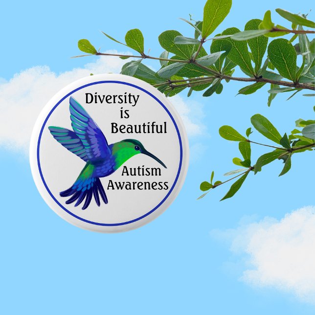 Diversity Hummingbird Autismus Sensibilisierungskn Button (Von Creator hochgeladen)